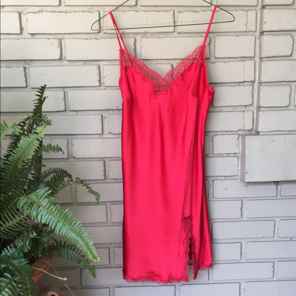 Satin and lace red slip dress Victoria secret